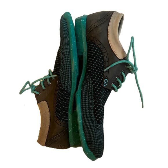 John Fluevog Future Round Toe Orbit Brogue Wingtip Derby Men’s Shoes Sz 10 Green